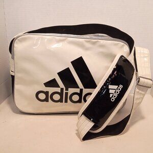 Retro ADIDAS "Enamel Bag" Black/White/Silver Crossbody Sport Satchel Gym Bag